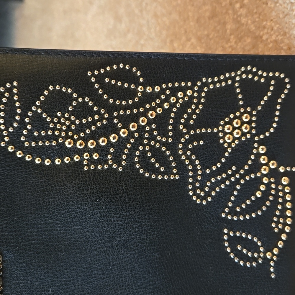 NWOT Michael Kors Black Clutch with Gold Floral Design - Picture 3 of 7